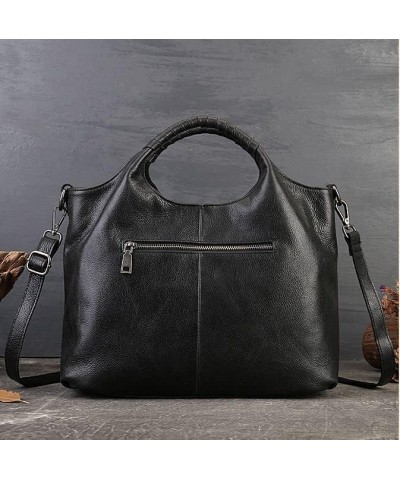 Women Genuine Leather Shoulder Bag Purse for Women Crossbody Bags Handbag Retro Travel Bag Tote Bag Hobo Bag Black $37.25 Hob...