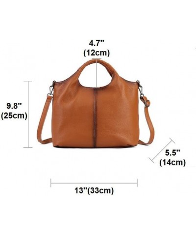 Women Genuine Leather Shoulder Bag Purse for Women Crossbody Bags Handbag Retro Travel Bag Tote Bag Hobo Bag Black $37.25 Hob...