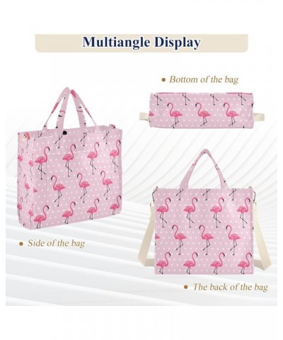 Pink Flamingo Tote Bag for Women Shoulder Bag Purses Tote Handbag Travel Crossbody Bag for Vacation Beach Trip Gifts Multi $1...