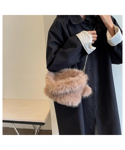 Versatile Furry Tote Fashion Plush Shoulder Bag Women Fluffy Tote Bag Casual with Pom Poms Fall Winter Shopper Bag Coffee $30...