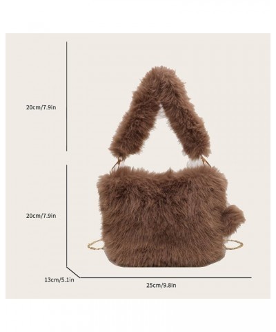 Versatile Furry Tote Fashion Plush Shoulder Bag Women Fluffy Tote Bag Casual with Pom Poms Fall Winter Shopper Bag Coffee $30...