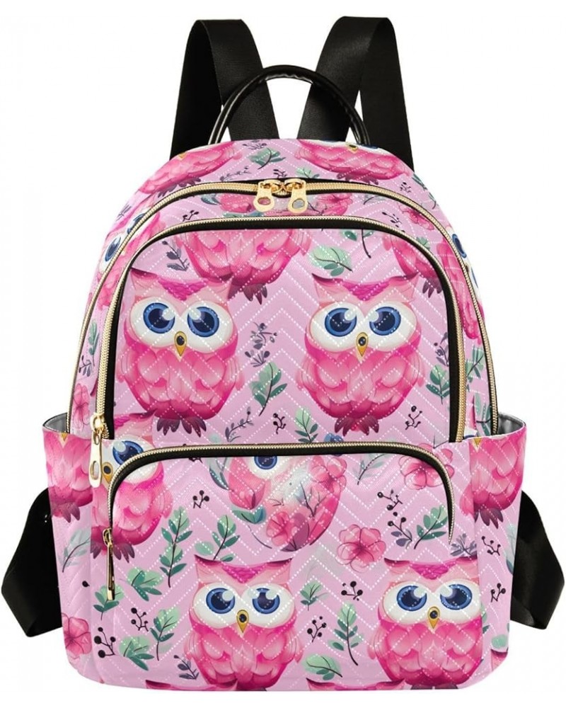 Pink Owl Flower Backpack for Women Fashion Shoulder Bags Small Casual Daypack Travel Bag S 202a4582 S(10.23"x5.11"x12.59") 20...