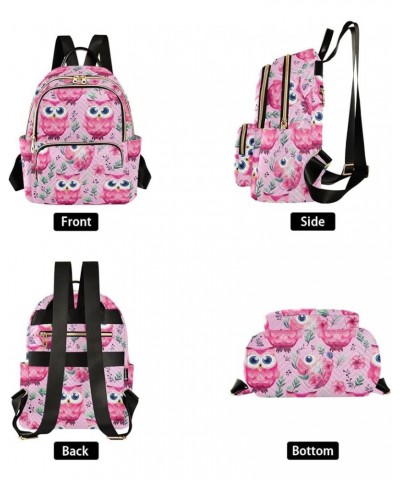 Pink Owl Flower Backpack for Women Fashion Shoulder Bags Small Casual Daypack Travel Bag S 202a4582 S(10.23"x5.11"x12.59") 20...