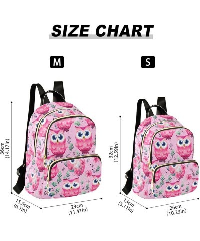 Pink Owl Flower Backpack for Women Fashion Shoulder Bags Small Casual Daypack Travel Bag S 202a4582 S(10.23"x5.11"x12.59") 20...