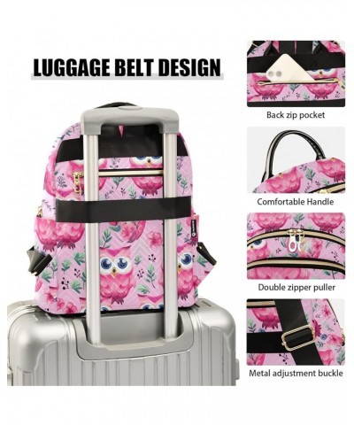 Pink Owl Flower Backpack for Women Fashion Shoulder Bags Small Casual Daypack Travel Bag S 202a4582 S(10.23"x5.11"x12.59") 20...