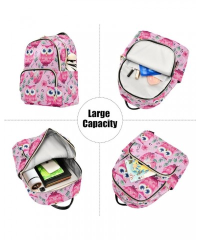 Pink Owl Flower Backpack for Women Fashion Shoulder Bags Small Casual Daypack Travel Bag S 202a4582 S(10.23"x5.11"x12.59") 20...