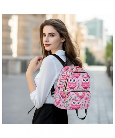 Pink Owl Flower Backpack for Women Fashion Shoulder Bags Small Casual Daypack Travel Bag S 202a4582 S(10.23"x5.11"x12.59") 20...