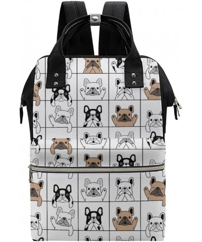 Foxes-flowers-graphics Travel Backpack Mommy Bag for Women, Casual Daypack Backpack, Handbag Black French-bulldog-puppy-carto...