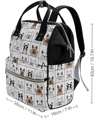 Foxes-flowers-graphics Travel Backpack Mommy Bag for Women, Casual Daypack Backpack, Handbag Black French-bulldog-puppy-carto...