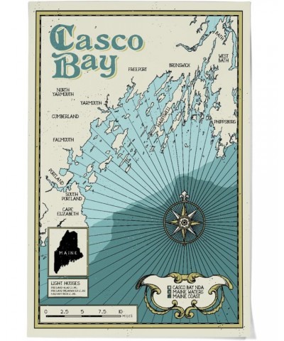 36x54 Inch Giclee Art Print Wall Decor, Casco Bay, Maine, Nautical Chart $36.90 Totes