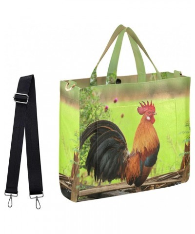 Rural Beautiful Rooster Corduroy Small Crossbody Tote &Handbag with Shoulder Strap for Work Travel Beach Gym Shopping Grocery...