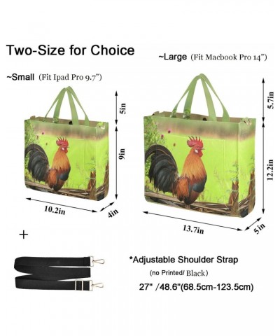 Rural Beautiful Rooster Corduroy Small Crossbody Tote &Handbag with Shoulder Strap for Work Travel Beach Gym Shopping Grocery...