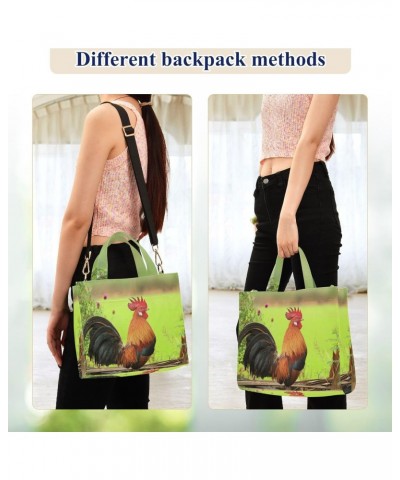 Rural Beautiful Rooster Corduroy Small Crossbody Tote &Handbag with Shoulder Strap for Work Travel Beach Gym Shopping Grocery...