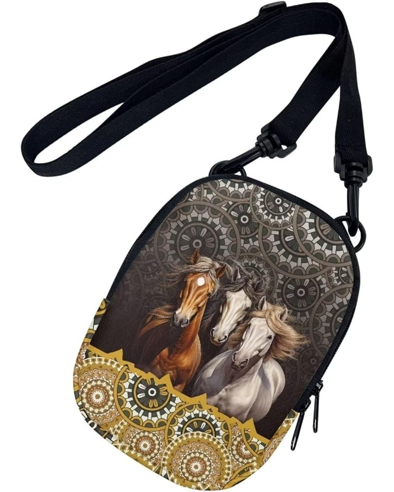 Small Crossbody Bags for Men Casual Shoulder Bag Chest Bag Youth Messenger Bag Purses and Bags Boho Mandala Horse $9.34 Satchels