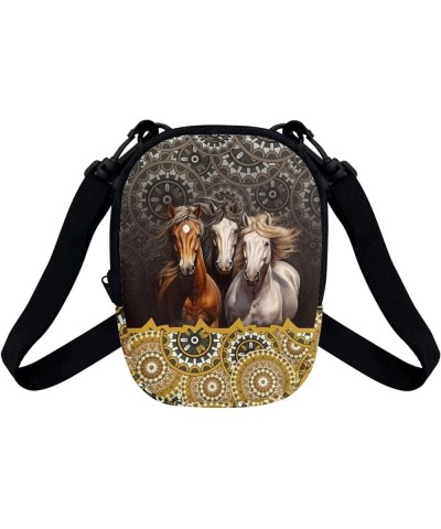 Small Crossbody Bags for Men Casual Shoulder Bag Chest Bag Youth Messenger Bag Purses and Bags Boho Mandala Horse $9.34 Satchels