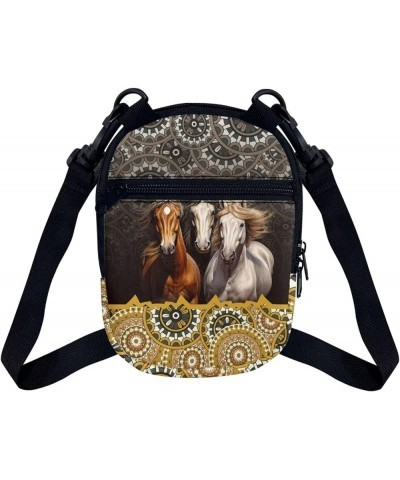 Small Crossbody Bags for Men Casual Shoulder Bag Chest Bag Youth Messenger Bag Purses and Bags Boho Mandala Horse $9.34 Satchels