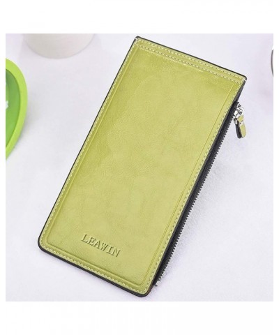 Bifold Multi Card wallet for womens walllet large capacity PU Wallet with Zipper Pocket Green $7.45 Wallets