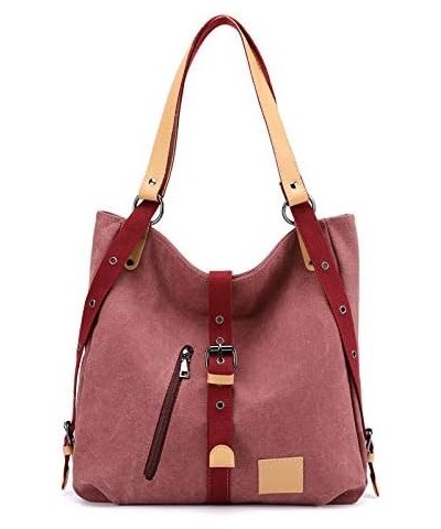 Cotton Canvas Travel Bag Casual Shoulder Fashion Bag Totes Shopping Bag Handbags Red $12.11 Shoulder Bags