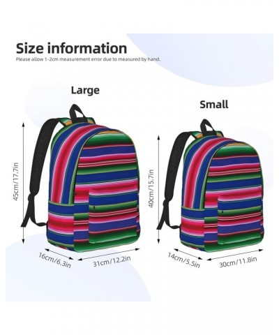 Colorful Mexican Stripes.Webp Print Casual Double Shoulder Daypack,Anti-Theft Travel Canvas Backpack For Men And Women Black ...