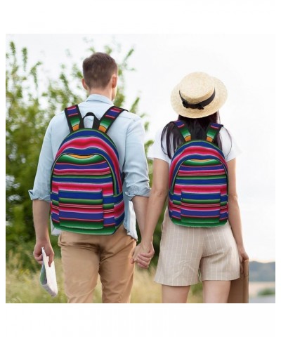 Colorful Mexican Stripes.Webp Print Casual Double Shoulder Daypack,Anti-Theft Travel Canvas Backpack For Men And Women Black ...