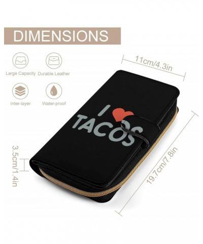 I Love Tacos Heart Womens Wallet Leather Card Holder Purse RFID Blocking Bifold Clutch Handbag with Zipper Pocket $24.77 Wallets