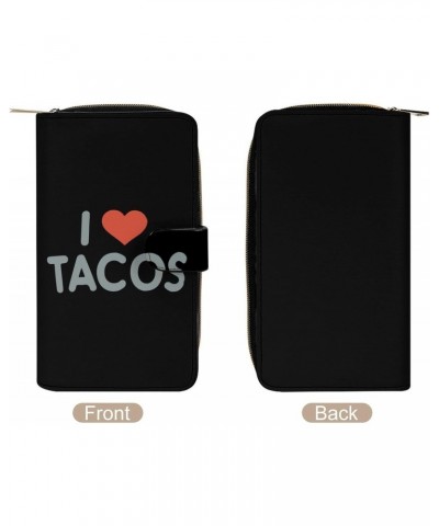 I Love Tacos Heart Womens Wallet Leather Card Holder Purse RFID Blocking Bifold Clutch Handbag with Zipper Pocket $24.77 Wallets