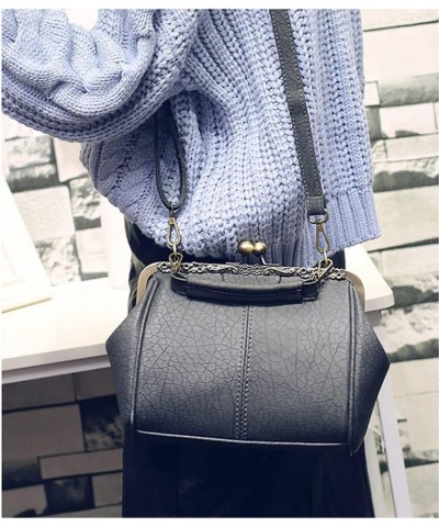 Women's Retro Handbag Kiss Lock Shoulder Purse Graceful Tote PU Leather Satchel with full-lace for Christmas Black $25.32 Totes