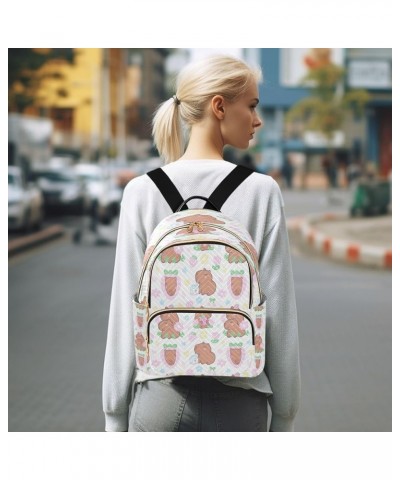 Women Backpack Purse Capybaras Strawberries Flowers Fashion Shoulder Bags Travel Backpack Small Daypacks M Small $14.82 Backp...