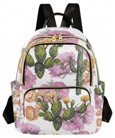 Women Backpack Cactus Pink Flower Anti-Theft Travel Backpack with Luggage Belt Lightweight Handbag Lady Purse Roomy Double Zi...