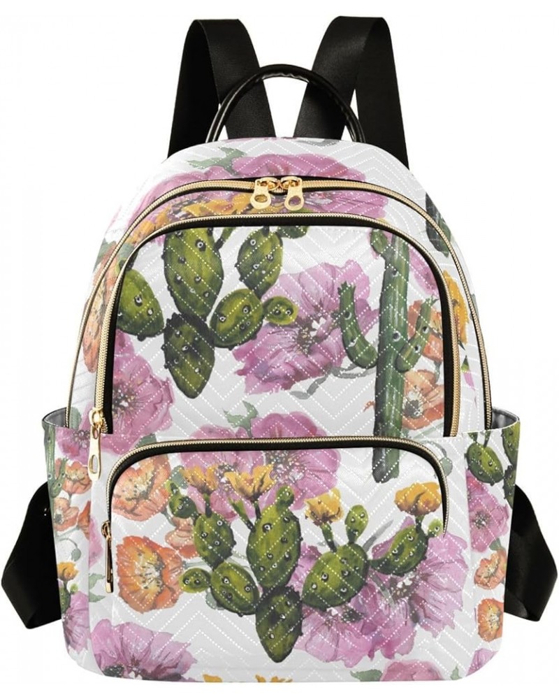 Women Backpack Cactus Pink Flower Anti-Theft Travel Backpack with Luggage Belt Lightweight Handbag Lady Purse Roomy Double Zi...