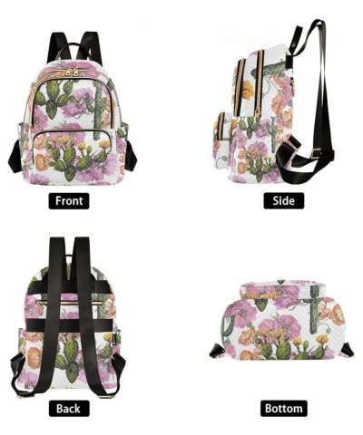 Women Backpack Cactus Pink Flower Anti-Theft Travel Backpack with Luggage Belt Lightweight Handbag Lady Purse Roomy Double Zi...