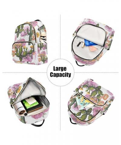 Women Backpack Cactus Pink Flower Anti-Theft Travel Backpack with Luggage Belt Lightweight Handbag Lady Purse Roomy Double Zi...