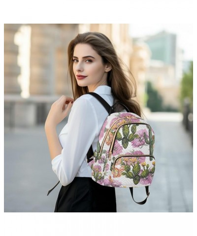 Women Backpack Cactus Pink Flower Anti-Theft Travel Backpack with Luggage Belt Lightweight Handbag Lady Purse Roomy Double Zi...