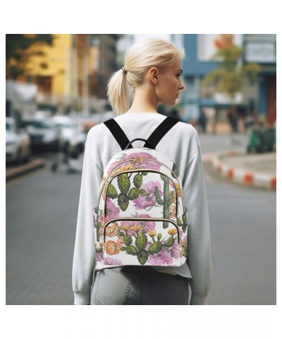 Women Backpack Cactus Pink Flower Anti-Theft Travel Backpack with Luggage Belt Lightweight Handbag Lady Purse Roomy Double Zi...