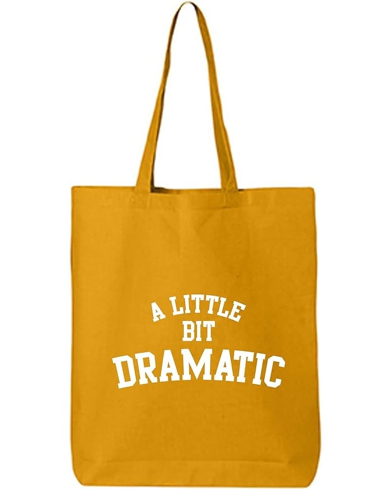 A Little Bit Dramatic Cotton Canvas Tote Bag Gold $9.24 Totes