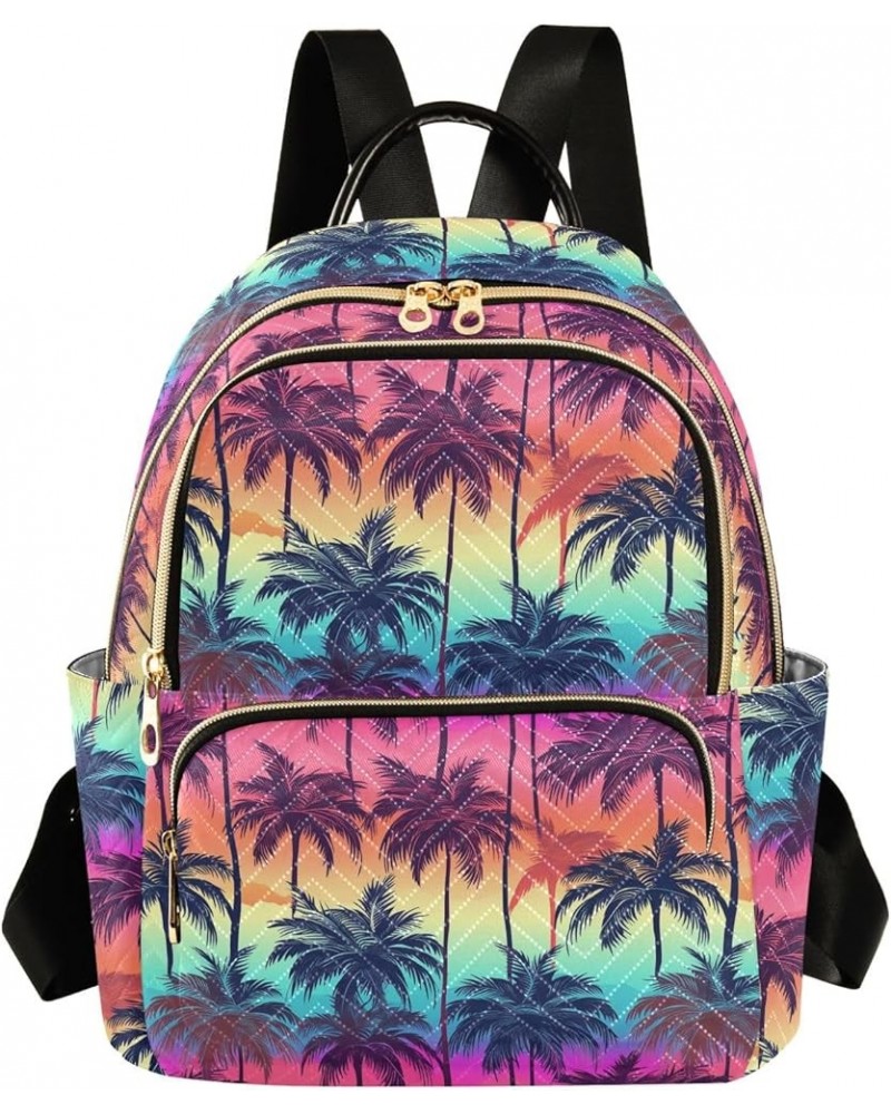 Purple Coconut Tree Fashion Backpack Purse for Women, Casual Daypacks, Ladies Gift for Traveling Hiking Multicolor Small $18....