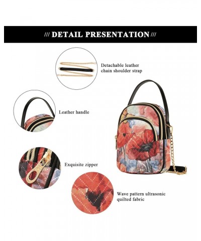 Poppy Flower Crossbody Bag for Women Cell Phone Purse Wallet with Removable Chain Shoulder Handbag for Travel Passport Phone ...