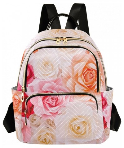 Colorful Rose Flowers Backpack for Women Shoulder Bag Lightweight Mini Backpack Casual Daypack Back Pack for Travel Work Mini...