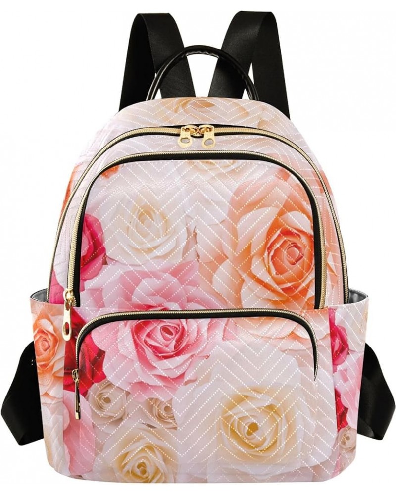 Colorful Rose Flowers Backpack for Women Shoulder Bag Lightweight Mini Backpack Casual Daypack Back Pack for Travel Work Mini...