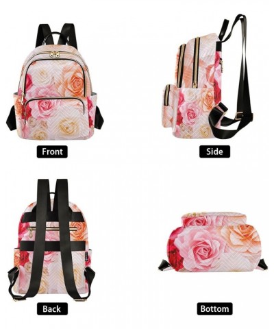 Colorful Rose Flowers Backpack for Women Shoulder Bag Lightweight Mini Backpack Casual Daypack Back Pack for Travel Work Mini...