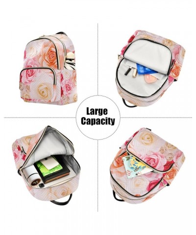 Colorful Rose Flowers Backpack for Women Shoulder Bag Lightweight Mini Backpack Casual Daypack Back Pack for Travel Work Mini...