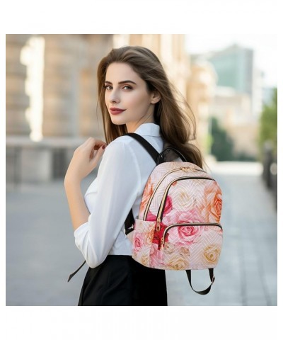 Colorful Rose Flowers Backpack for Women Shoulder Bag Lightweight Mini Backpack Casual Daypack Back Pack for Travel Work Mini...