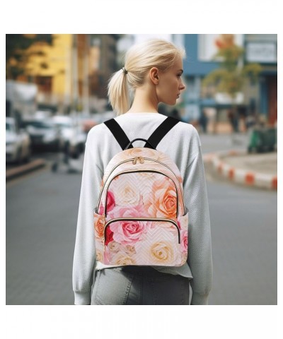 Colorful Rose Flowers Backpack for Women Shoulder Bag Lightweight Mini Backpack Casual Daypack Back Pack for Travel Work Mini...