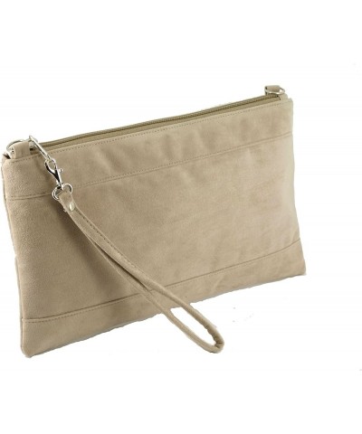 Womens Divine Faux Suede Clutch/Shoulder/Crossbody/Wristlet Bag Size Large Beige Nude $26.00 Clutches