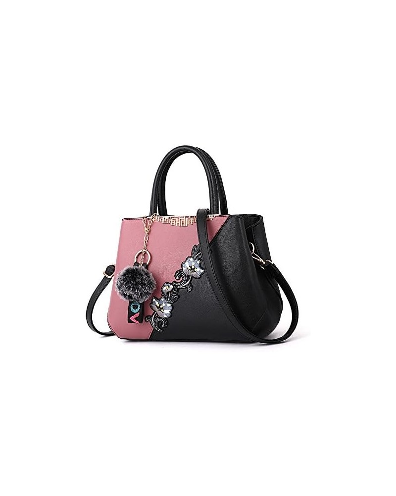 Women's Flower Large Capacity Single Shoulder Crossbody Bag Contrast Color Zipper Compartment Satchel Handbags Pink 2 $21.82 ...