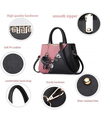 Women's Flower Large Capacity Single Shoulder Crossbody Bag Contrast Color Zipper Compartment Satchel Handbags Pink 2 $21.82 ...