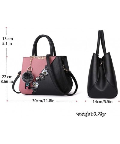 Women's Flower Large Capacity Single Shoulder Crossbody Bag Contrast Color Zipper Compartment Satchel Handbags Pink 2 $21.82 ...