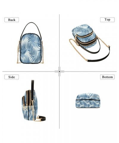 Blue Tree Leaves Crossbody Handbags for Women Casual Leather Shoulder Phone Purse $12.22 Crossbody Bags