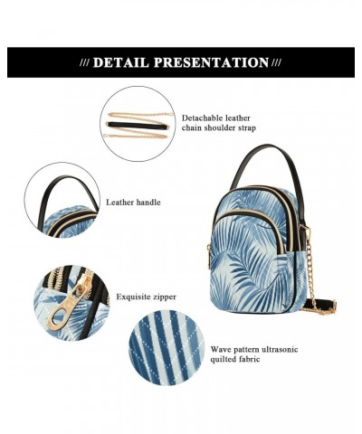 Blue Tree Leaves Crossbody Handbags for Women Casual Leather Shoulder Phone Purse $12.22 Crossbody Bags