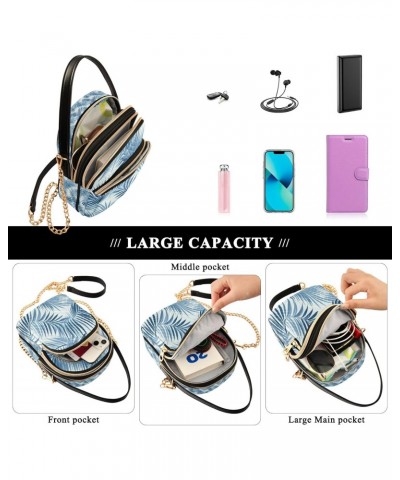 Blue Tree Leaves Crossbody Handbags for Women Casual Leather Shoulder Phone Purse $12.22 Crossbody Bags